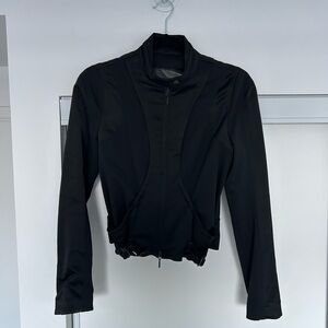 PLEIN SUD Wool Black Fitted Zip-Up Moto Style Jacket